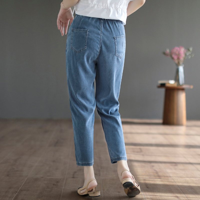 Dame Sommer Løse Solid Cotton Jeans