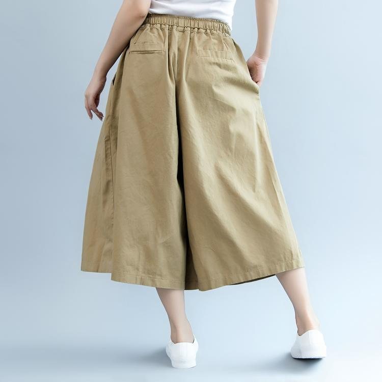 Elastisk Midje Casual Wild Leg Bukser-khaki