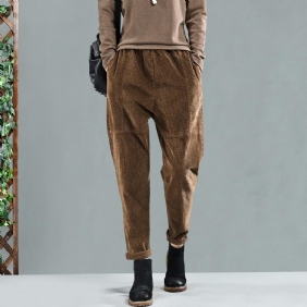 Høst Corduroy Patchwork Casual Harem Bukser