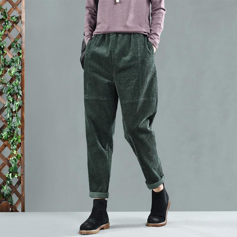 Høst Corduroy Patchwork Casual Harem Bukser