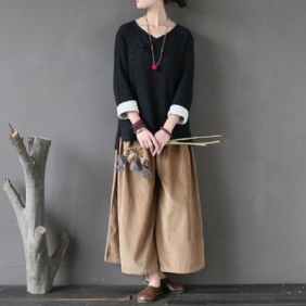 Høst Retro Casual Corduroy Wide Leg Bukser