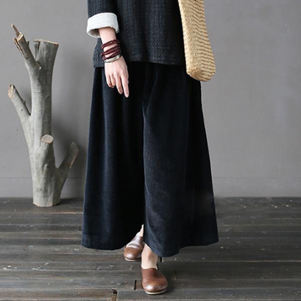 Høst Retro Casual Corduroy Wide Leg Bukser