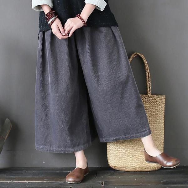 Høst Retro Casual Corduroy Wide Leg Bukser