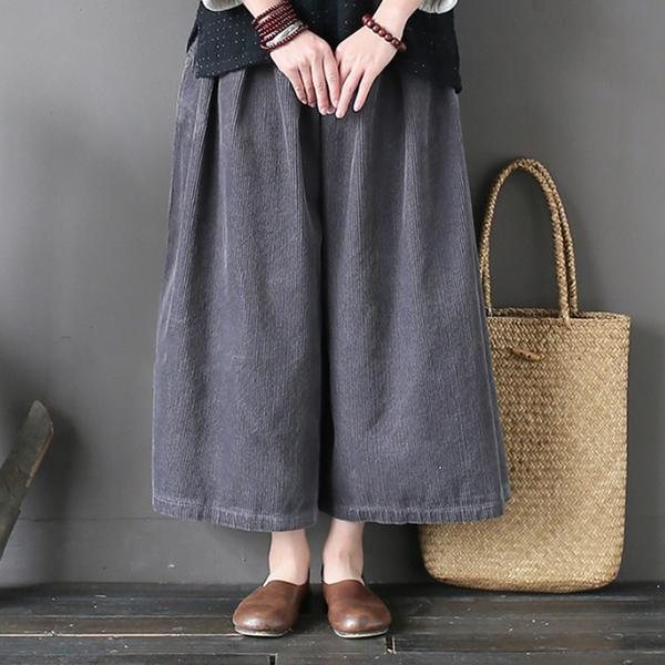 Høst Retro Casual Corduroy Wide Leg Bukser