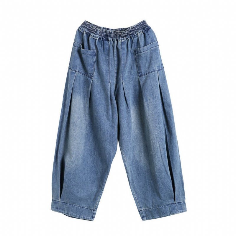 Løs Retro Sand Mopping Casual Denimbukser