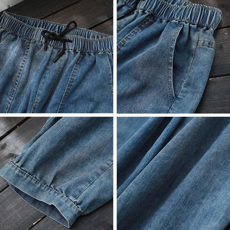 Løs Selvelastisk Midje Denim Harem Jeans