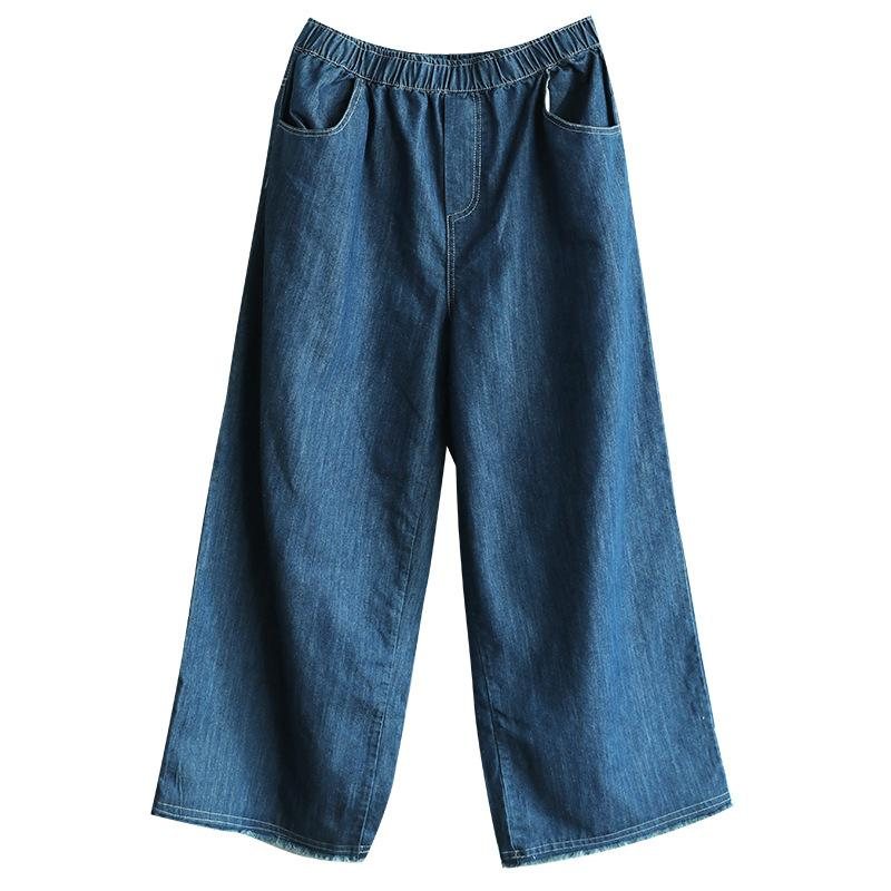 Løse Casual Denim Bukser Med Vidde Ben