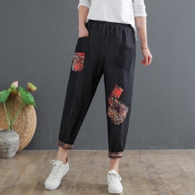 Mom's Cotton Linen Plus Size Denim Harem Pants