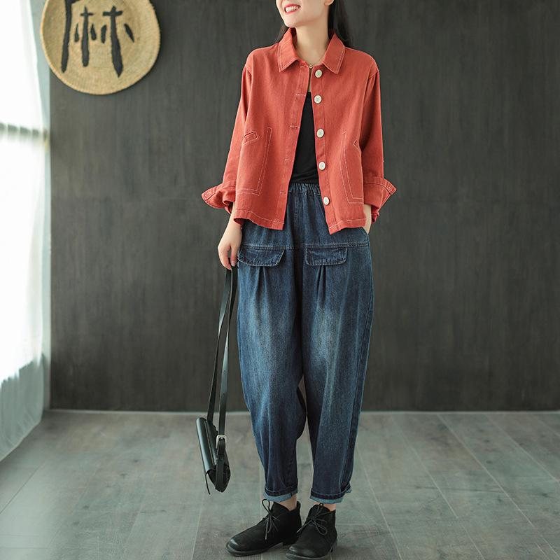 Retro Cute Cotton Denim Harem Pants