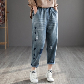 Retro Denim Haremsbukse Med Høy Midje