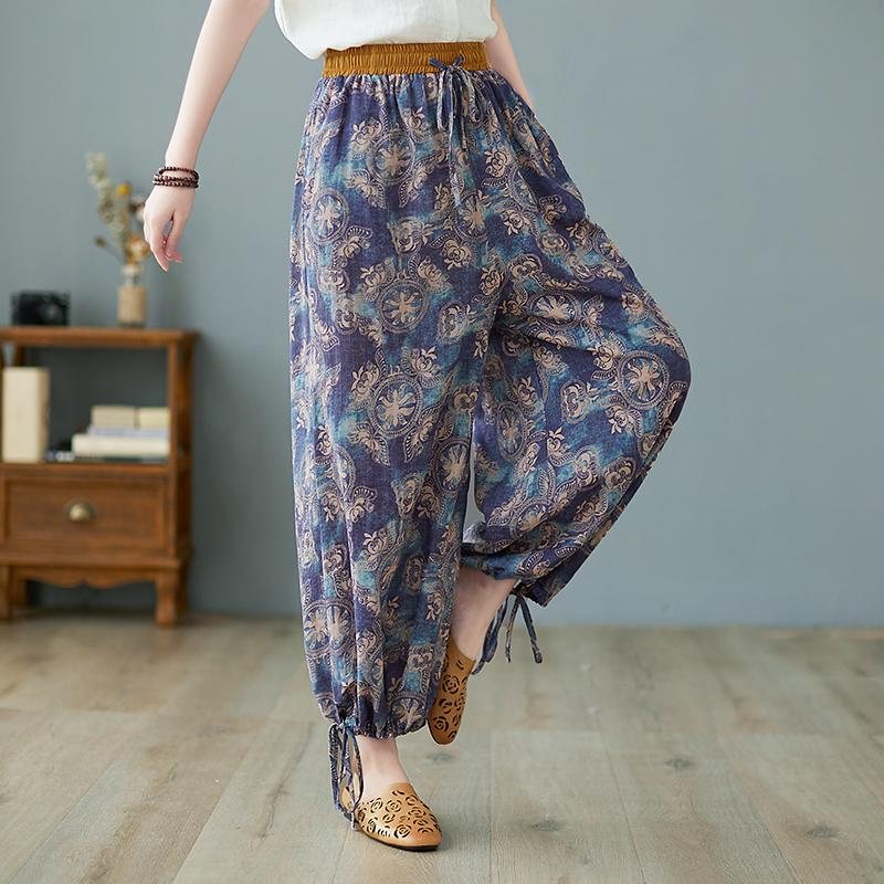 Retro Loose Wide Leg Bomull Linbukser