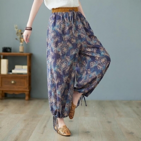 Retro Loose Wide Leg Bomull Linbukser