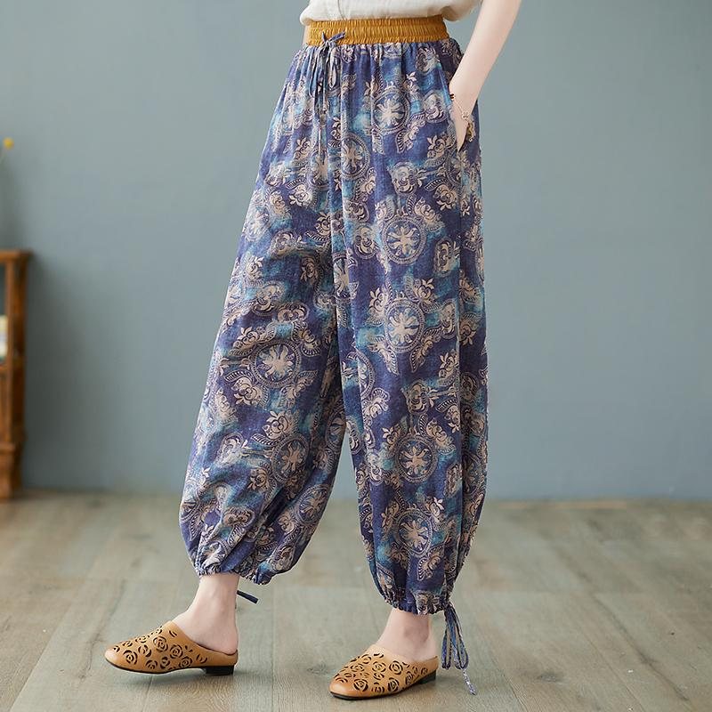 Retro Loose Wide Leg Bomull Linbukser