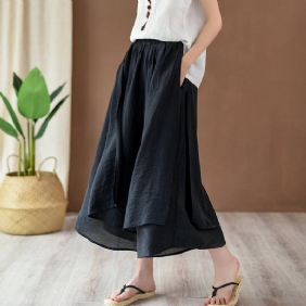 Solid Tiered Bukser Culottes