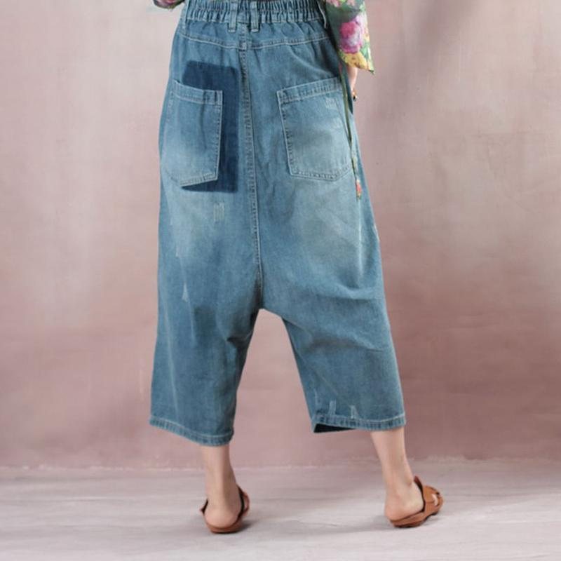 Spring Loose Denim Wide Leg Damebukser