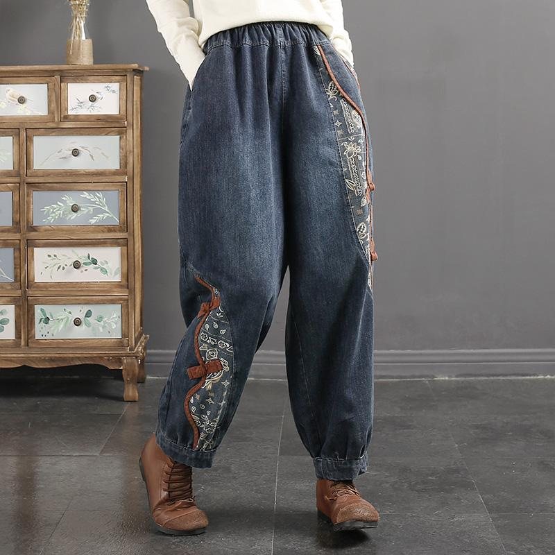 Spring Retro Casual Patchwork Løse Harem Jeans