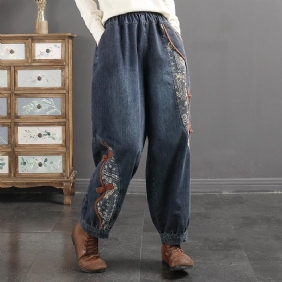 Spring Retro Casual Patchwork Løse Harem Jeans