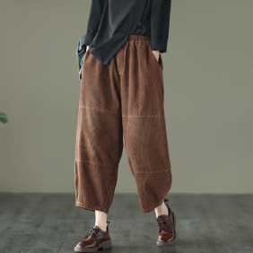 Spring Retro Cotton Corduroy Patchwork Casual Harem Pants