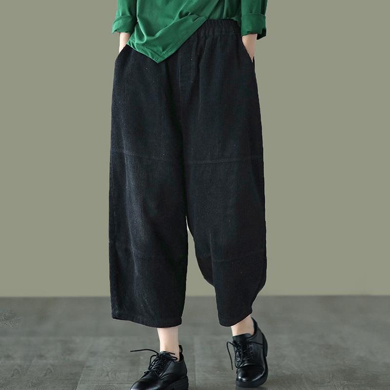 Spring Retro Cotton Corduroy Patchwork Casual Harem Pants