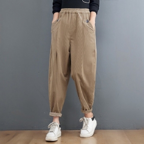 Spring Retro Loose Plus Size Corduroy Casual Bukser