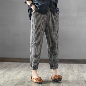 Striped Casual Cropped Lin Harem Pants S-5xl