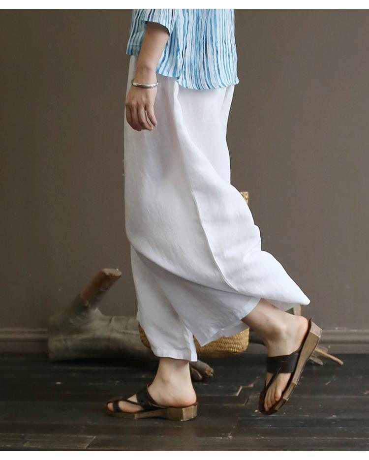 Summer White Cotton Straight Wide Leg Bukser