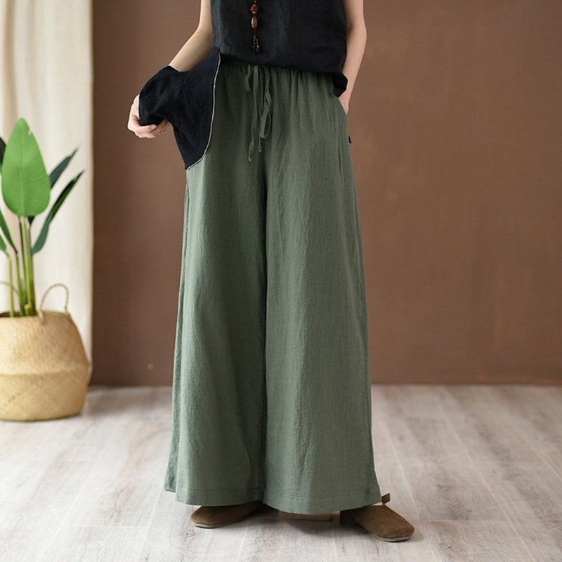 Tie-up Cotton Lin Culottes Bukser