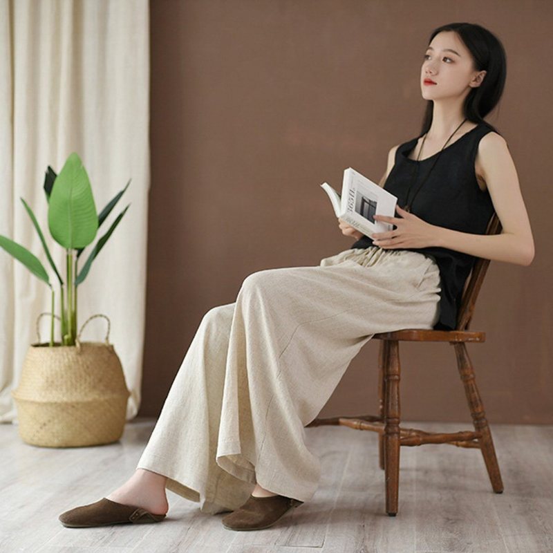 Tie-up Cotton Lin Culottes Bukser