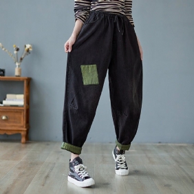 Vår Dame Løse Retro Patchwork Casual Jeans