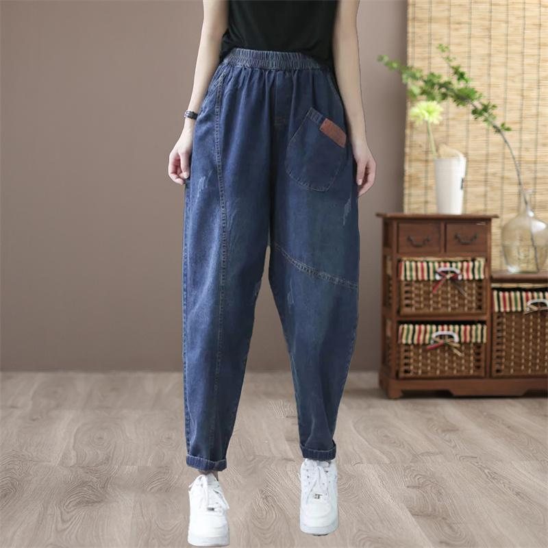 Vår Høst Løs Casual Retro Patchwork Harem Jeans