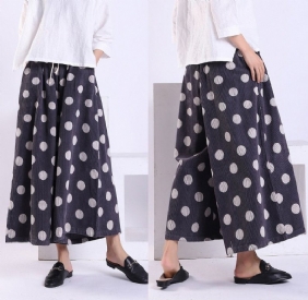 Vår Høst Polka Dot Corduroy Wide Leg Bukser