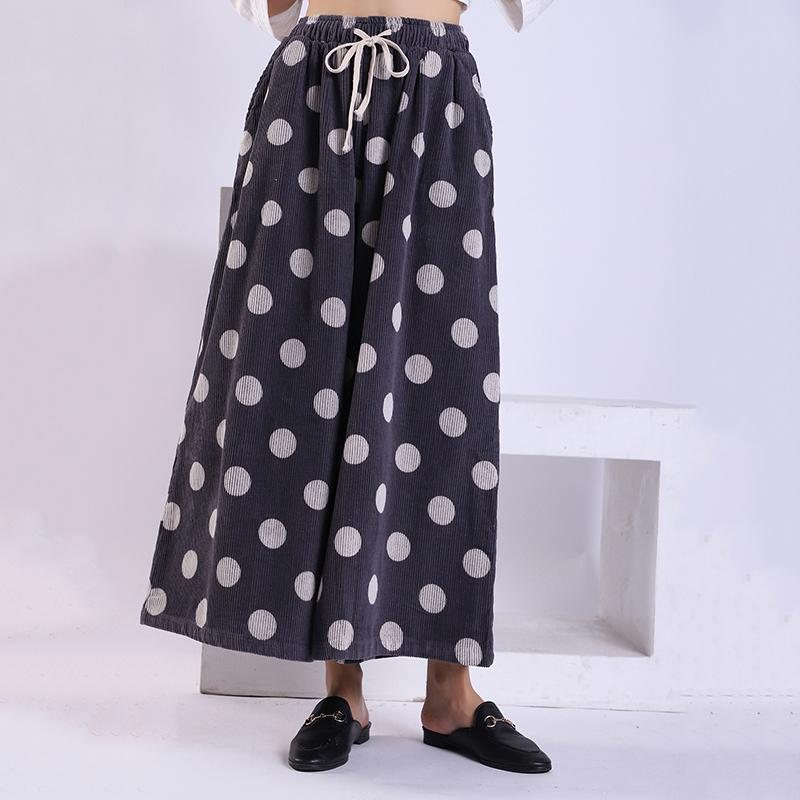 Vår Høst Polka Dot Corduroy Wide Leg Bukser