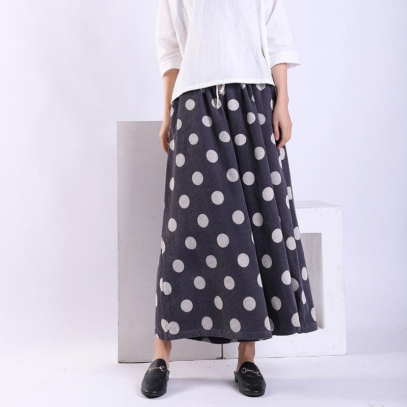 Vår Høst Polka Dot Corduroy Wide Leg Bukser