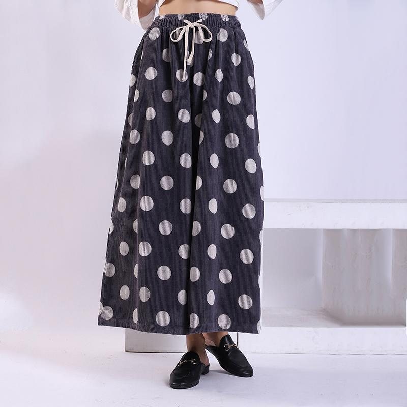 Vår Høst Polka Dot Corduroy Wide Leg Bukser