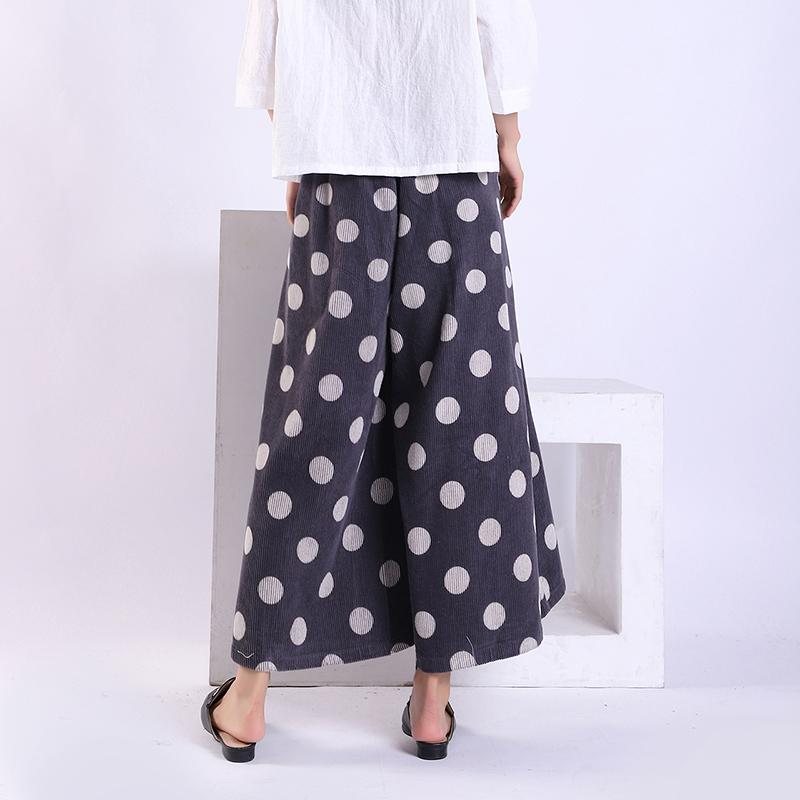 Vår Høst Polka Dot Corduroy Wide Leg Bukser