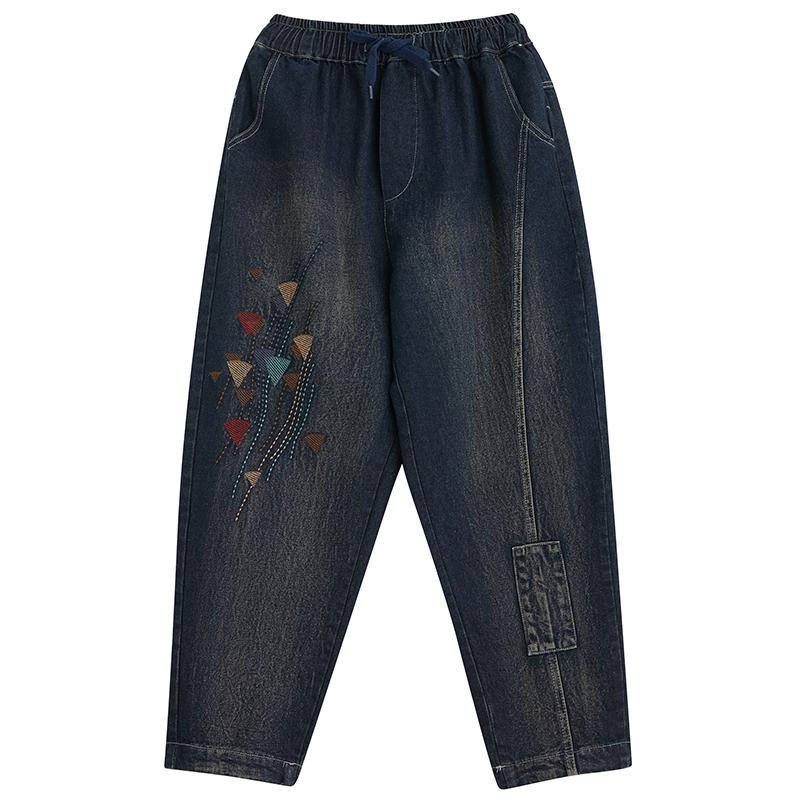 Vår Høst Retro Casual Broderi Bomullsjeans