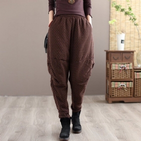 Vinter Retro Thicken Cotton Løse Casual Harem Bukser