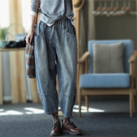 Winter Plus Retro Loose Denim Harem Pants