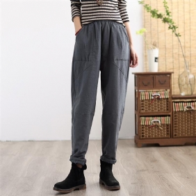 Winter Retro Thicken Cotton Lin Casual Bukser