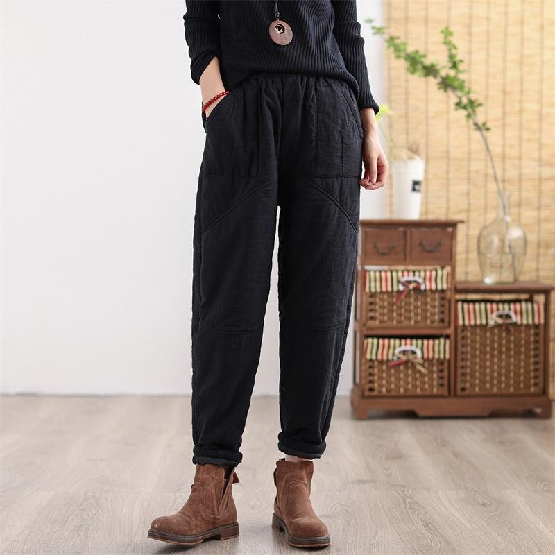 Winter Retro Thicken Cotton Lin Casual Bukser