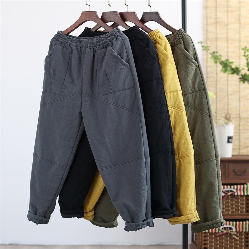 Winter Retro Thicken Cotton Lin Casual Bukser