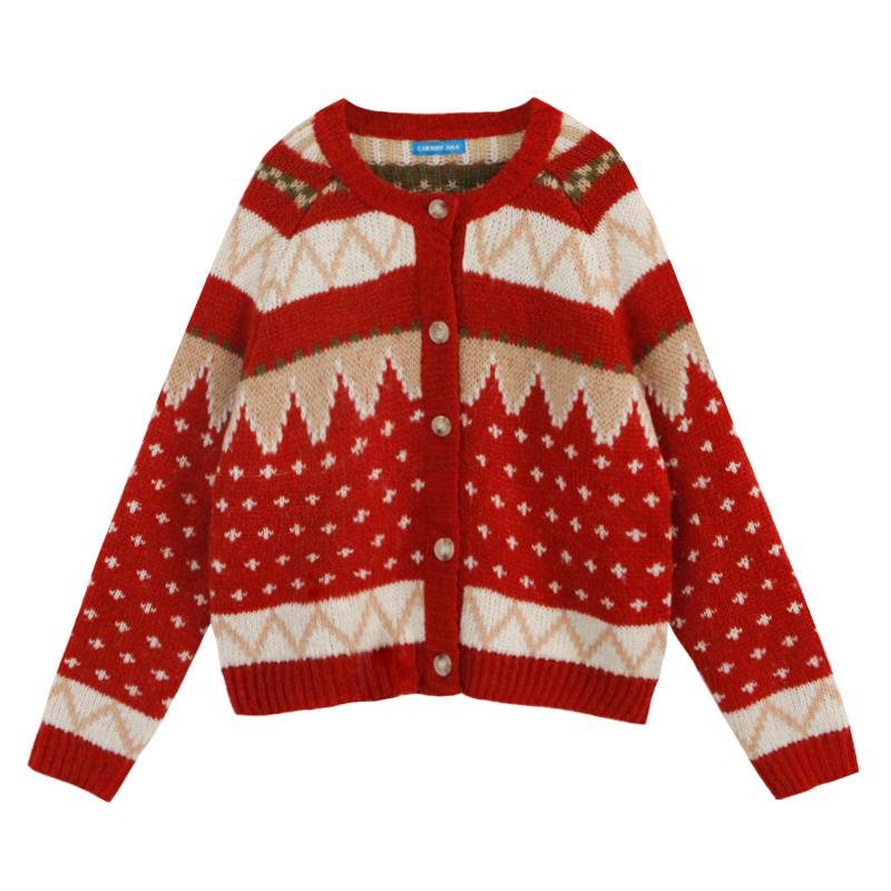 Jul Retro All-match Tykk Cardigan Genser