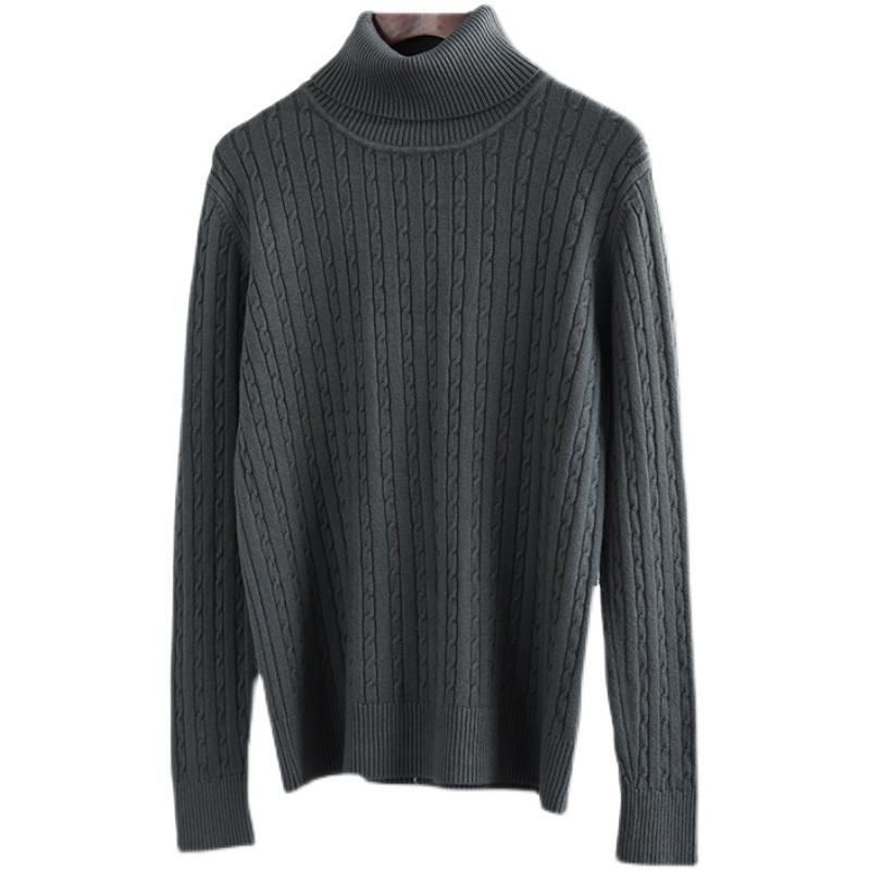 Vinter Casual Turtleneck Ensfarget Strikket Genser