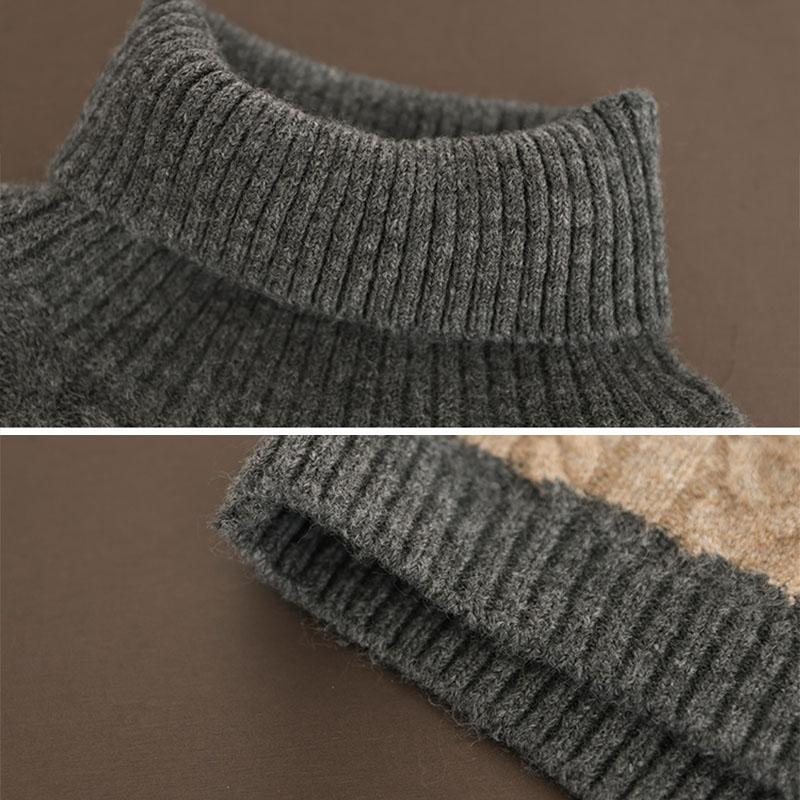 Vinter Retro Stripe Fleece Blended Strikkegenser