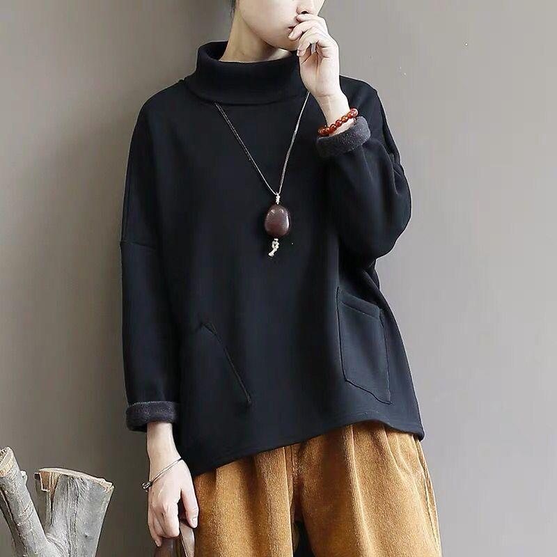 Vinter Folk Style Loose Velvet Sweatshirt