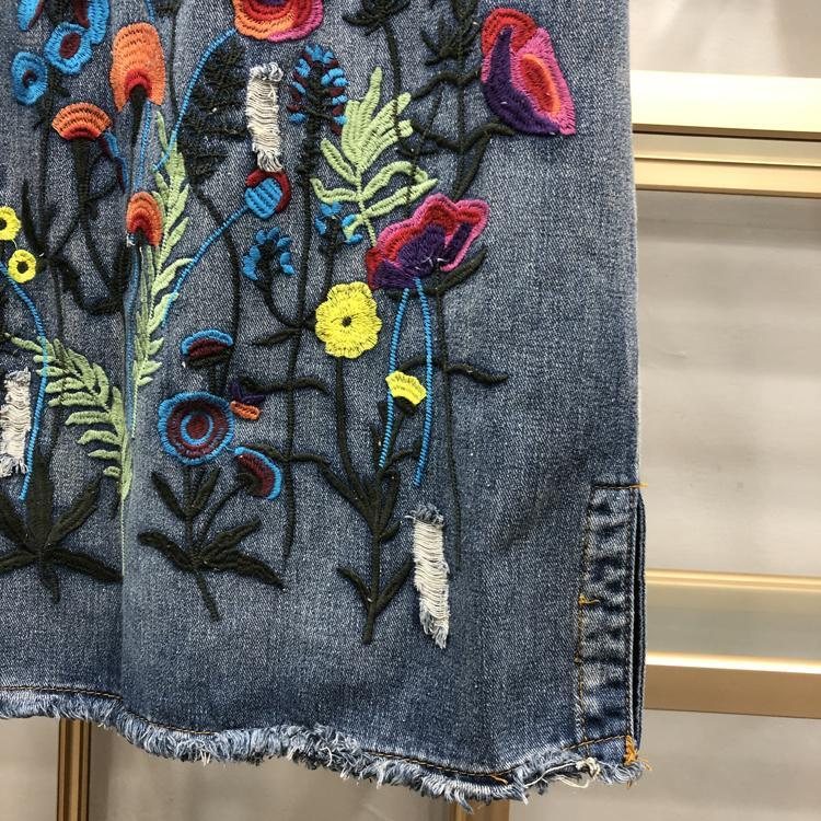 Høst Vinter Vintage Broderi Denim Dameskjørt