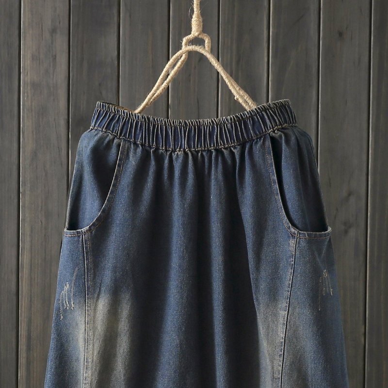 Høstsøm Vintage Denim Dameskjørt Blå