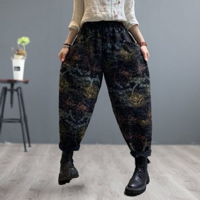 Dame Retro Print Patchwork Løse Harem Jeans