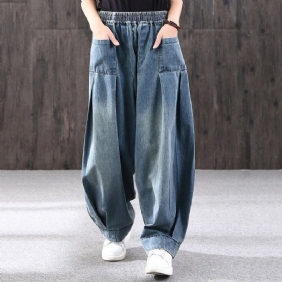 Løs Retro Sand Mopping Casual Denimbukser