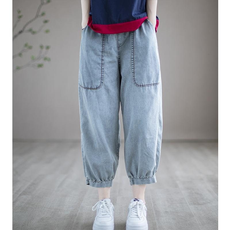 Løs Selvelastisk Midje Denim Harem Jeans